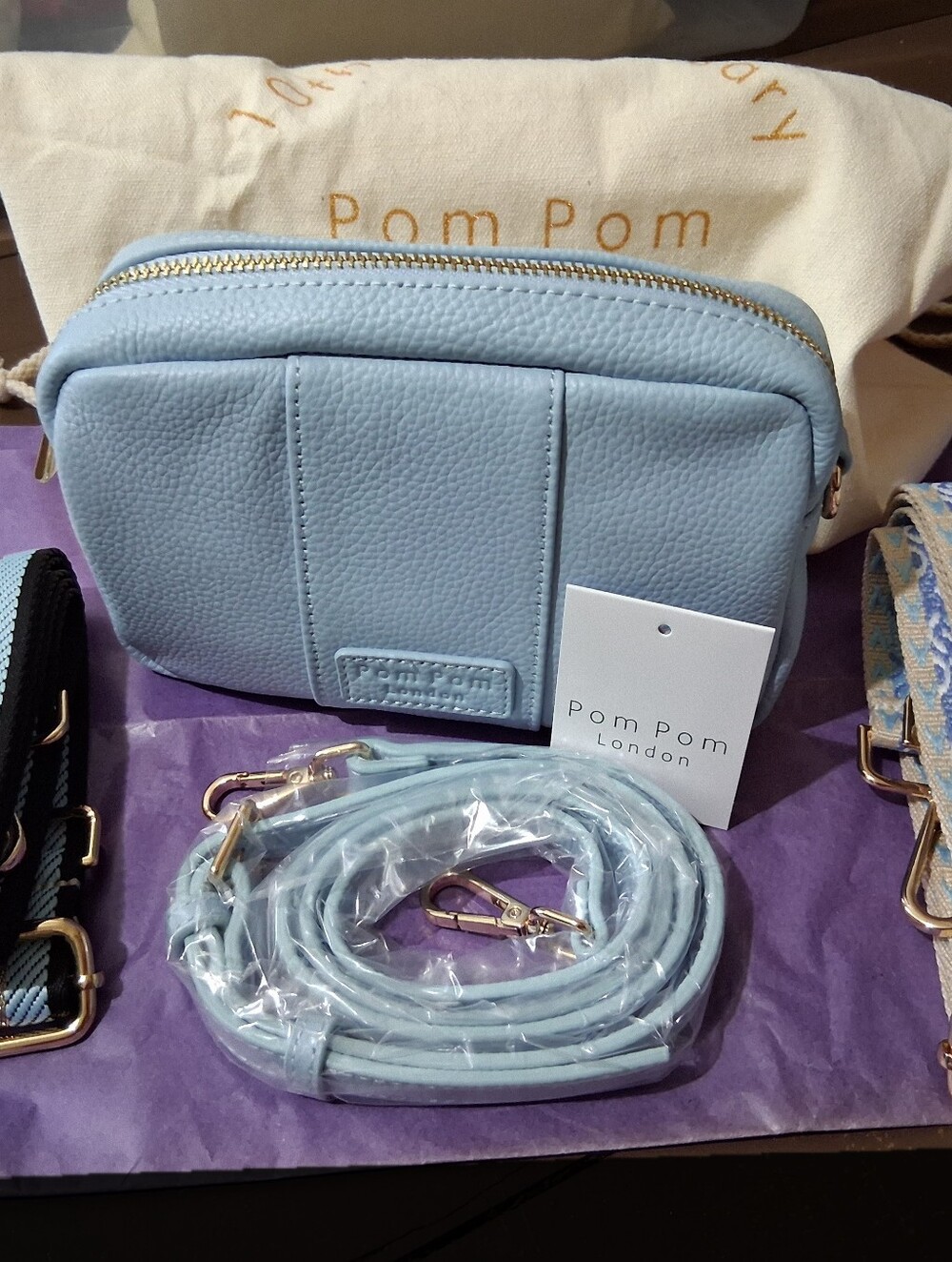Pom Pom London City Mini Crossbody Bag Powder Blue